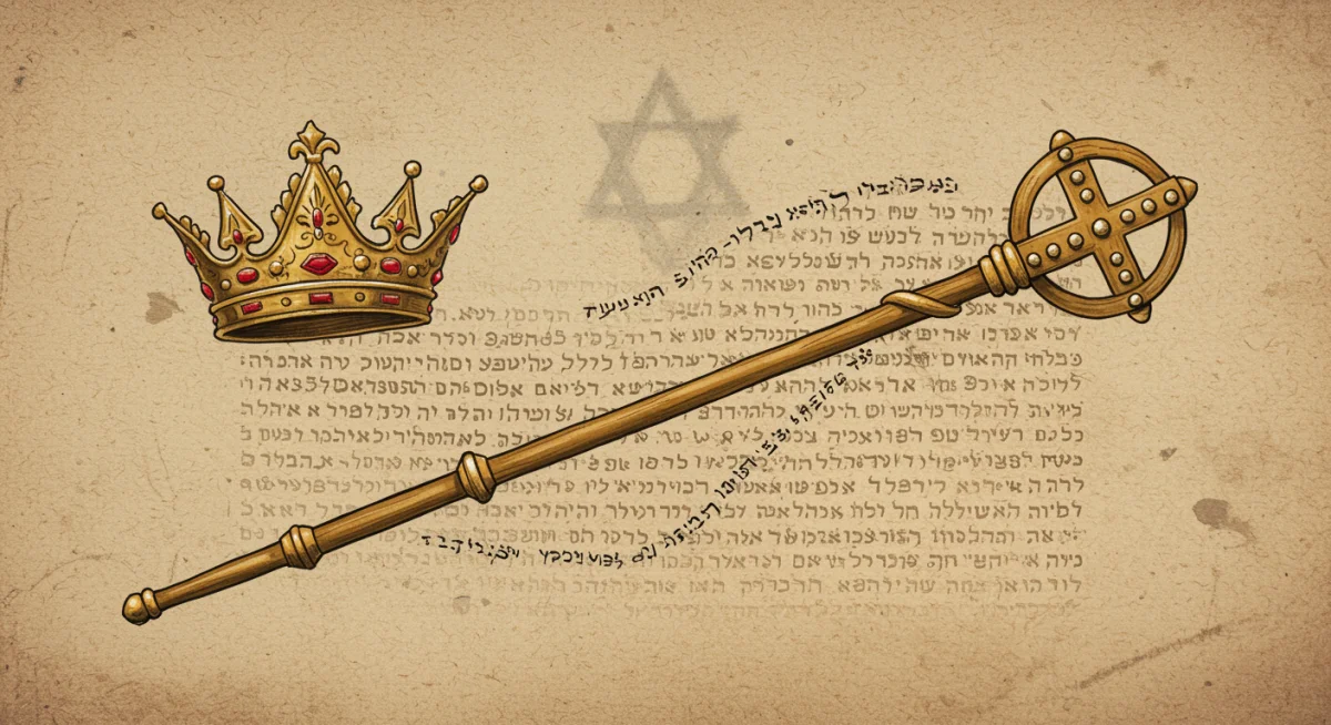 Representação visual da dinastia davídica, com coroa e cetro, simbolizando a realeza de Davi.