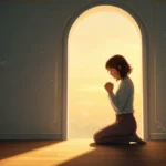Pessoa orando em um ambiente tranquilo, buscando sabedoria divina para 2025.