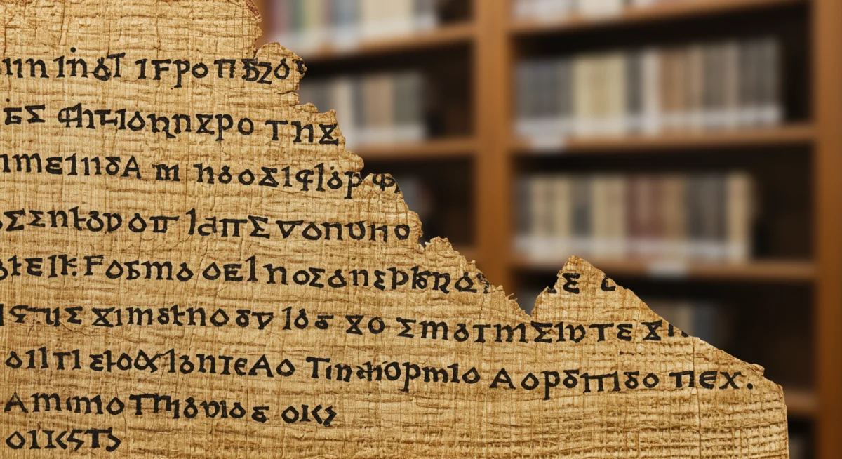 Papiro antigo com escrita grega, fragmento de um evangelho apócrifo.