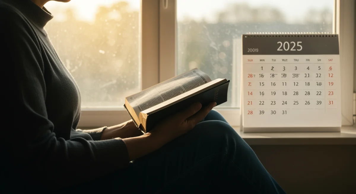 Pessoa lendo a Bíblia em 2025, buscando propósito e direção na vida.