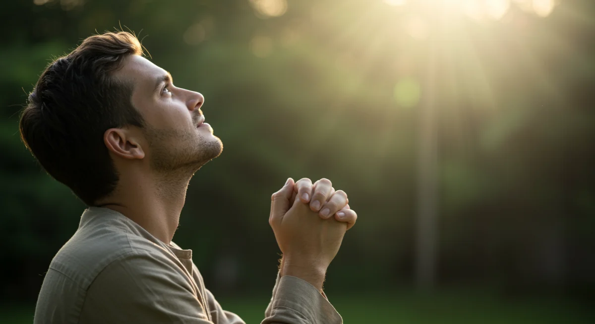 Pessoa orando em um ambiente tranquilo, simbolizando como orar como Jesus.